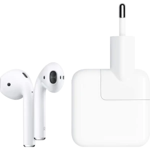 Apple AirPods 2 + Apple 12W USB Oplader