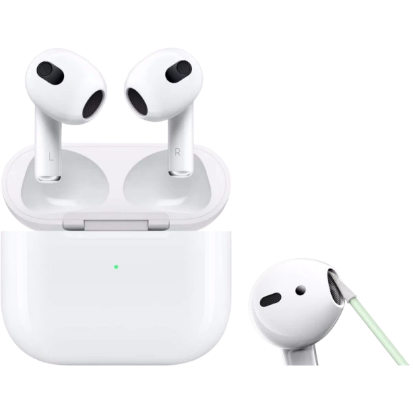 Met deze bundel maak je jouw airpods na gebruik direct goed schoon. Dankzij de h1 chip verbind je de oordopjes automatisch met jouw apple apparaten en activeer je siri met je stem. Met spatial audio geniet je van ruimtelijk geluid bij films