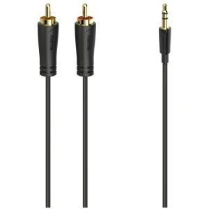 Hama Audiokabel, 3,5-mm-jack-stekker – 2 cinch-stekker, stereo, verg., 1,5 m Mini jack kabel