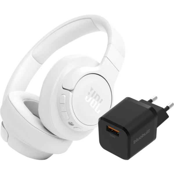 Je haalt met deze bundel een koptelefoon in huis die je direct aan het stopcontact oplaadt. Met active noise cancelling sluit je je af van je omgeving. Dankzij de accuduur van 70 uur luister je lang naar je favoriete muziek. De meegeleverde audiokabel heeft geen afstandsbediening waarmee je nummers doorspoelt.