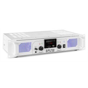 SkyTec 2 x 350W DJ PA versterker SPL700MP3 met USB MP3 speler - Wit