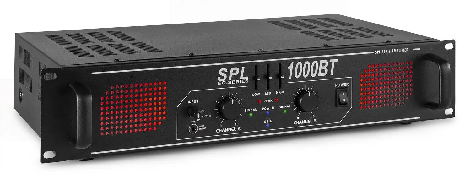SkyTec SPL1000BT 2x 500W versterker met Bluetooth