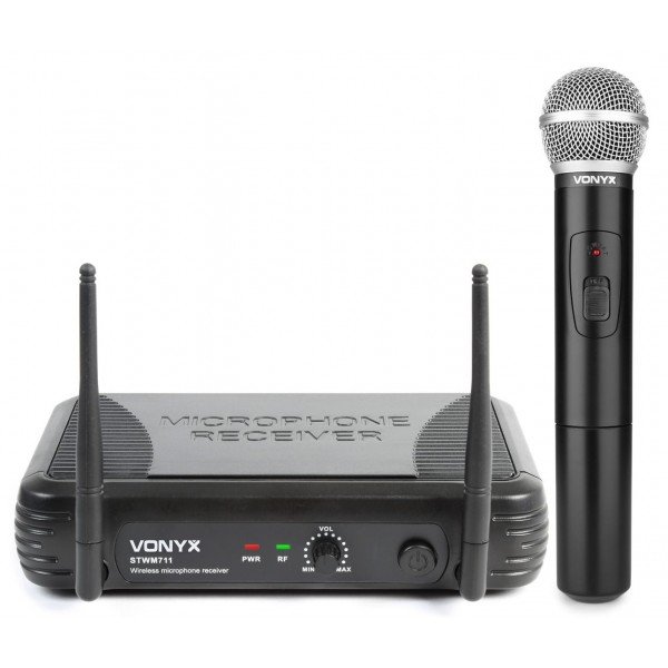 Vonyx stwm711 draadloze vhf microfoon 1-kanaals met handmicrofoon