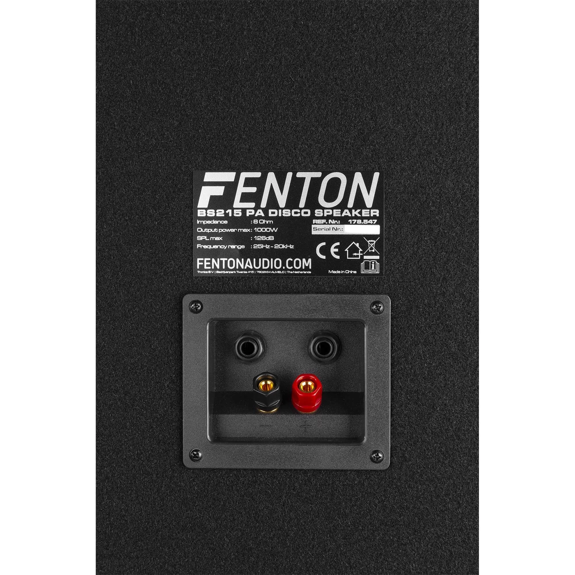 Fenton bs215 disco speaker 2x 15 met ledaposs 1000w 5