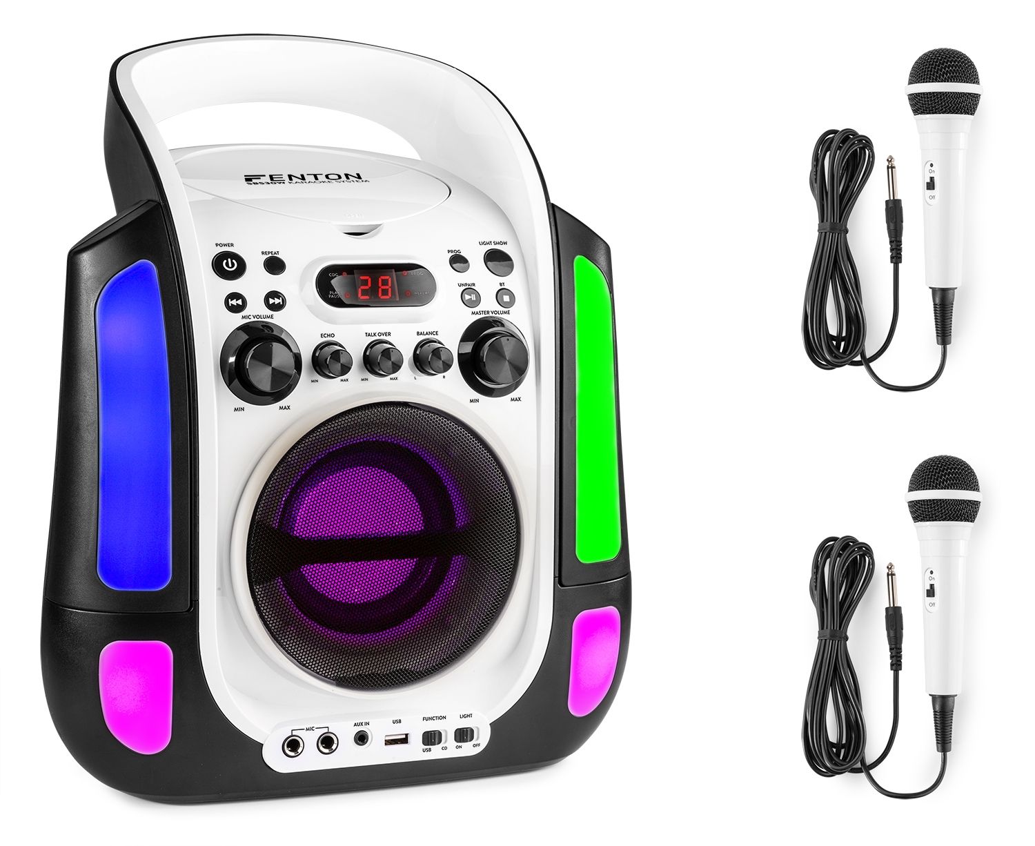 Fenton SBS30W draagbare karaoke set met Bluetooth, CD+G en microfoons