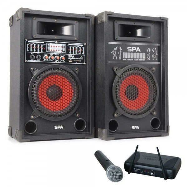 Skytec 600w geluidsbox spa-800 met draadloze microfoon