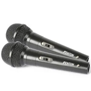 Fenton DM100 - Set van 2 zwarte microfoons voor o.a. karaoke en DJ&apos;s