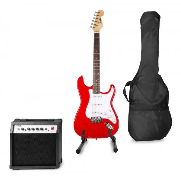 Max gigkit elektrische gitaar set met o. A. Gitaarstandaard - rood