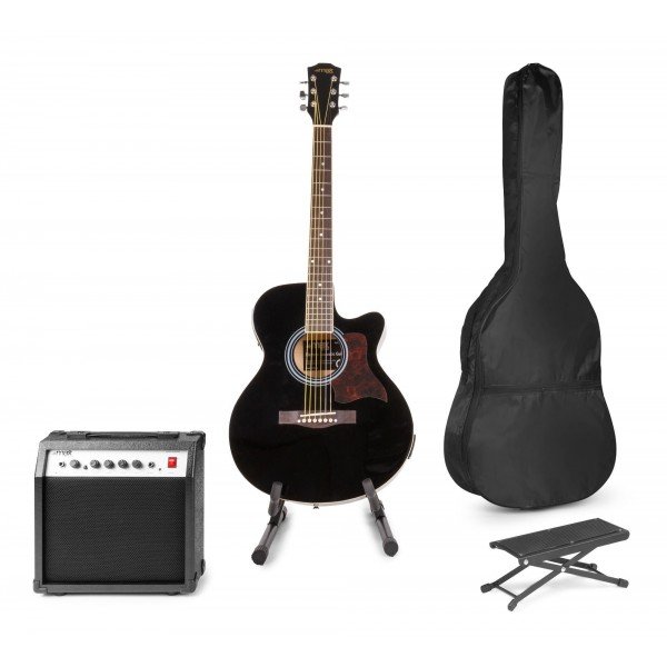Max showkit elektrisch akoestische gitaar met gitaarstandaard en