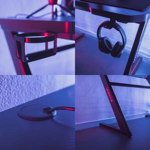Vonyx db15 gaming bureau met anti slip en kraslaag 120cm zwart 3 1