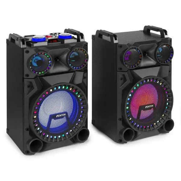 Fenton vs12 actieve 1200w speakerset met led disco verlichting 1