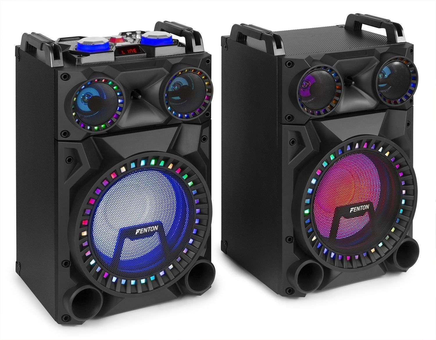 Fenton vs12 actieve 1200w speakerset met led disco verlichting 1