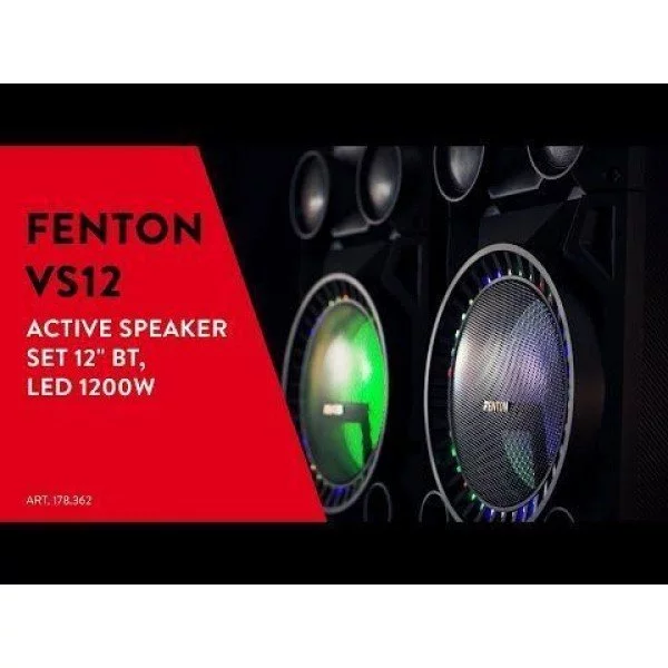 Fenton vs12 actieve 1200w speakerset met led disco verlichting