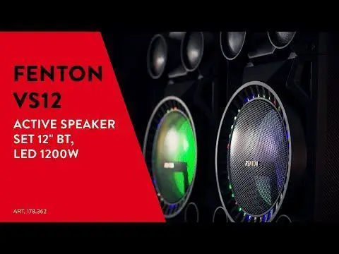 Fenton VS12 Actieve 1200W speakerset met LED Disco verlichting