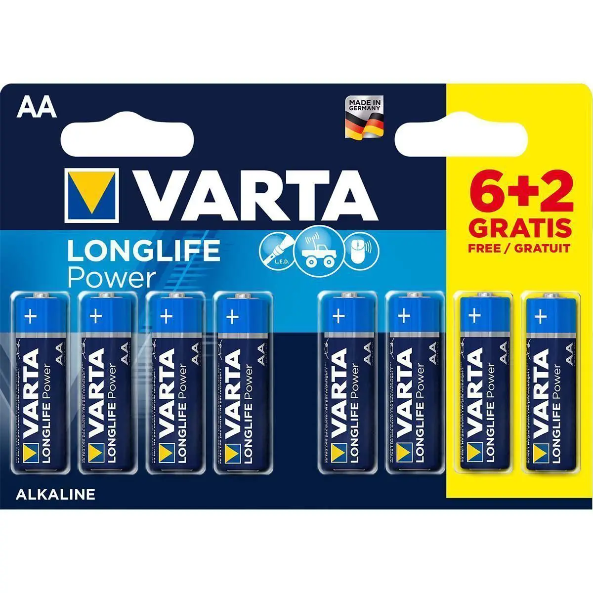 Alkaline batterijen AA 1.5V (blister van 8)