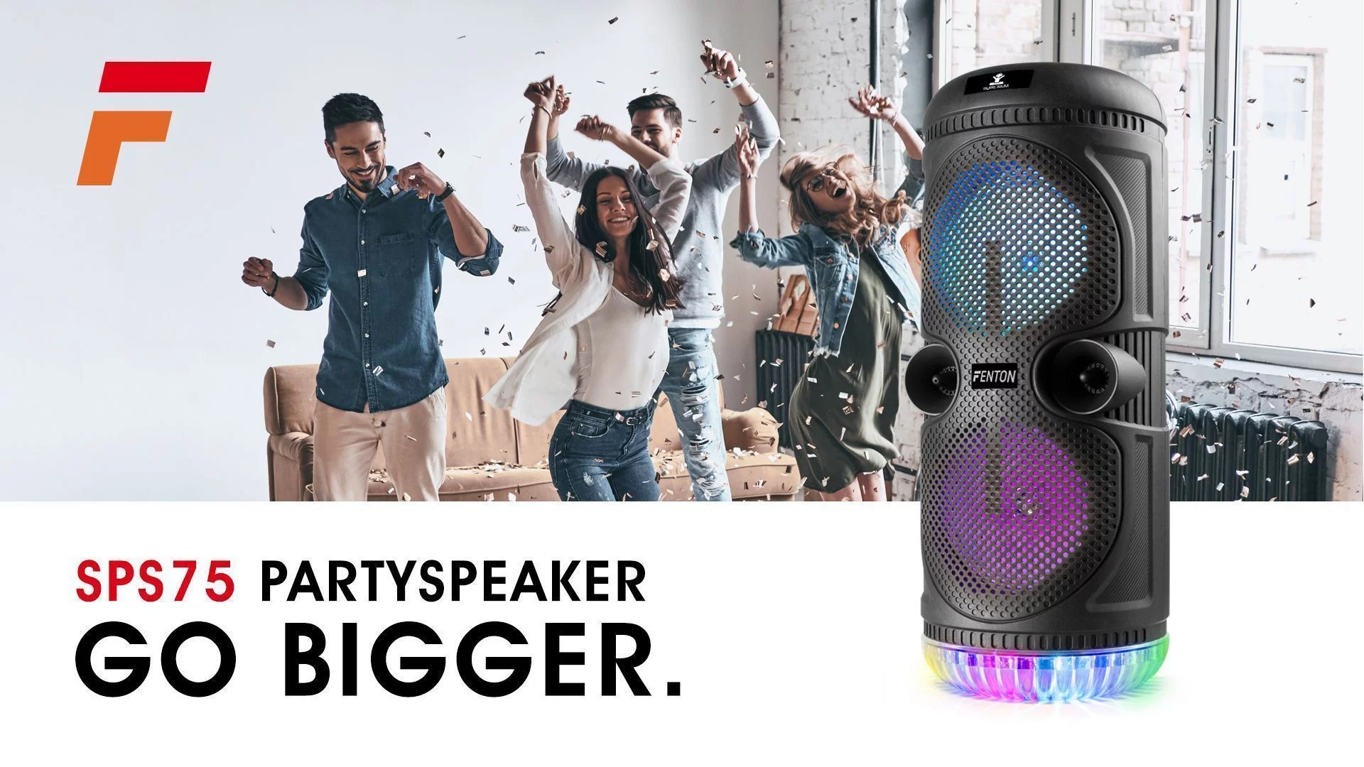 Fenton sps75 bluetooth speaker met karaoke en led discolampen 8