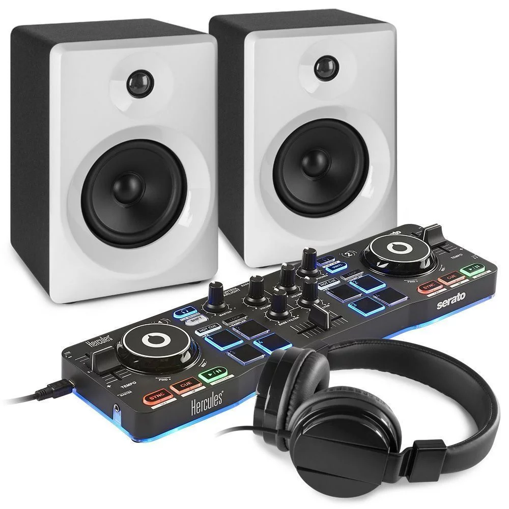 Hercules DJControl Starlight DJ set met actieve speakers - Wit/zwart