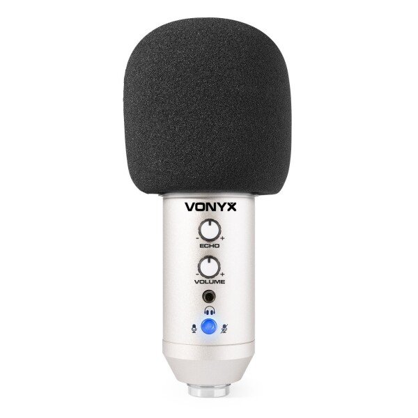 Vonyx cm320s usb studio microfoon met tafelstandaard titanium 2