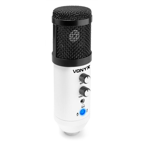 Vonyx cm320w usb studio microfoon met tafelstandaard wit 3