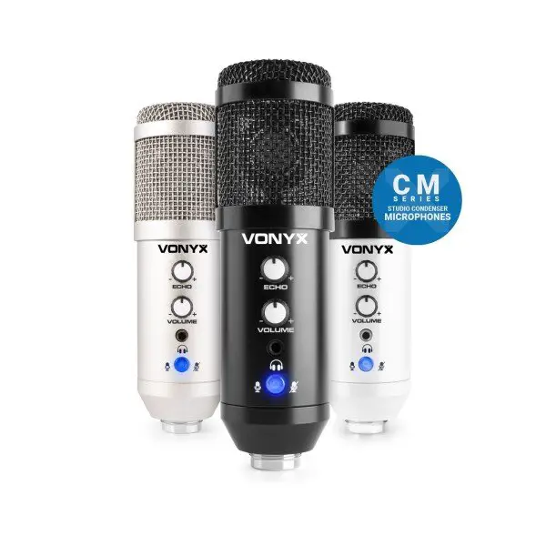 Vonyx cm320w usb studio microfoon met tafelstandaard - wit