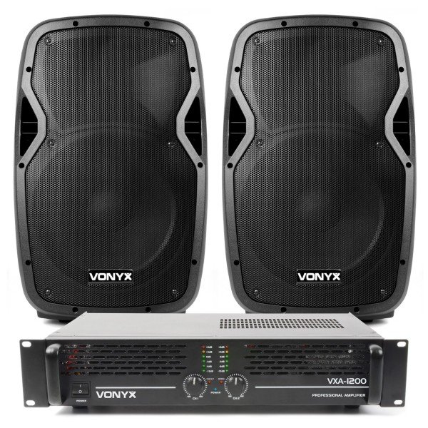 Vonyx complete 1200w dj geluidsinstallatie 12" met versterker