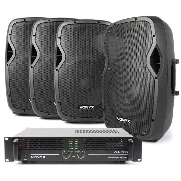 Vonyx geluidsinstallatie 1500w met 4 speakers 12" voor bar