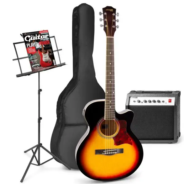 Max showkit elektrisch akoestische gitaarset met muziekstandaard -