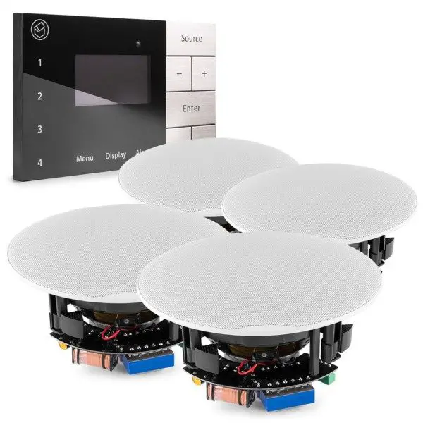 Systemline e100 inbouw stereo set met 4 plafondspeakers voor keuken