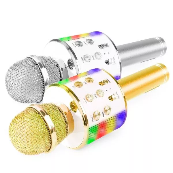 Max km15 bluetooth karaoke microfoons - set van 2 - met led&apos;s en mp3 -