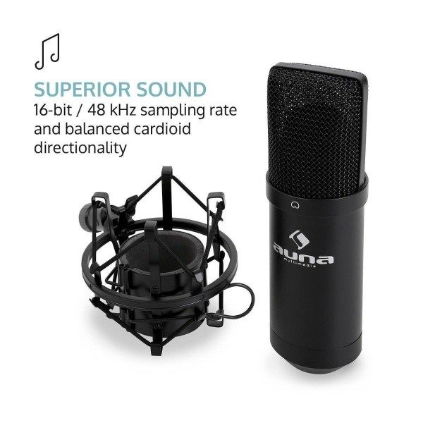 Auna zwart retourdeals studio microfoons|podcastmicrofoons|studio microfoons|microfoons