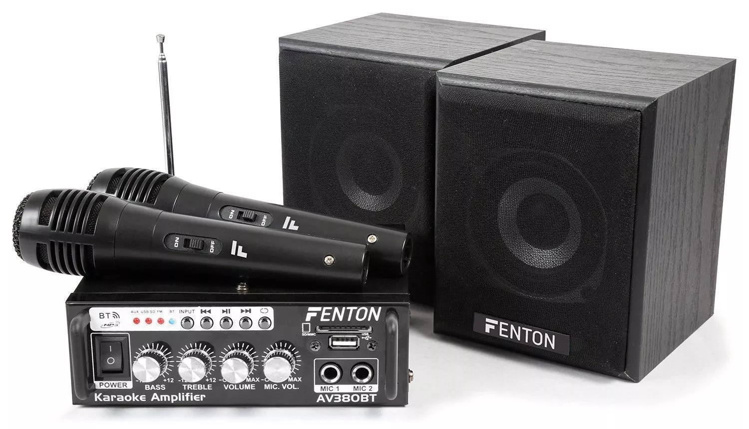 Retourdeal - Fenton AV380BT Plug&Play Karaoke set met USB en Bluetooth