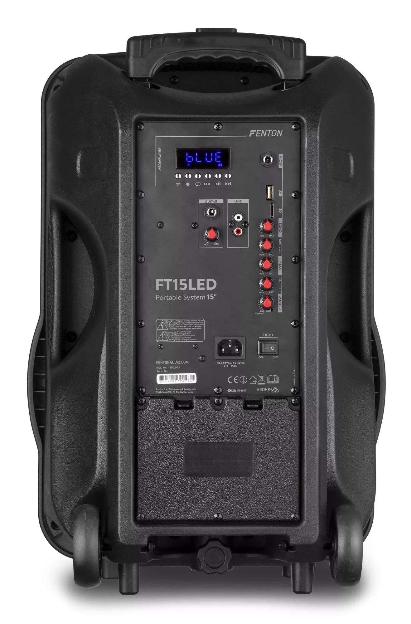 Retourdeal fenton ft15led karaoke speaker 800w 15 met led 5