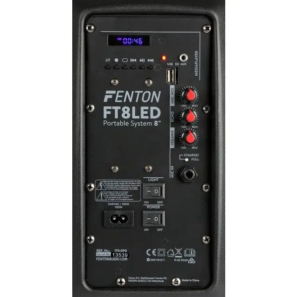 Retourdeal fenton ft8led karaoke speaker 300w 8 met led 8
