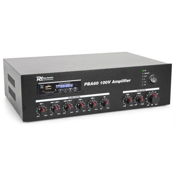 Retourdeal - power dynamics pba60 100v versterker 60w met mp3 speler