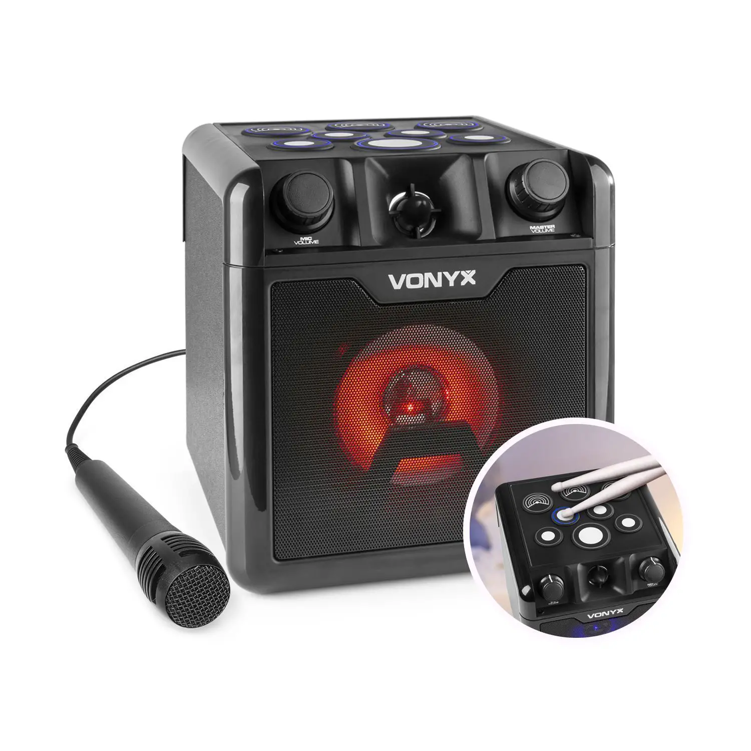 Retourdeal - Vonyx SBS50B-DRUM Karaoke set met microfoon