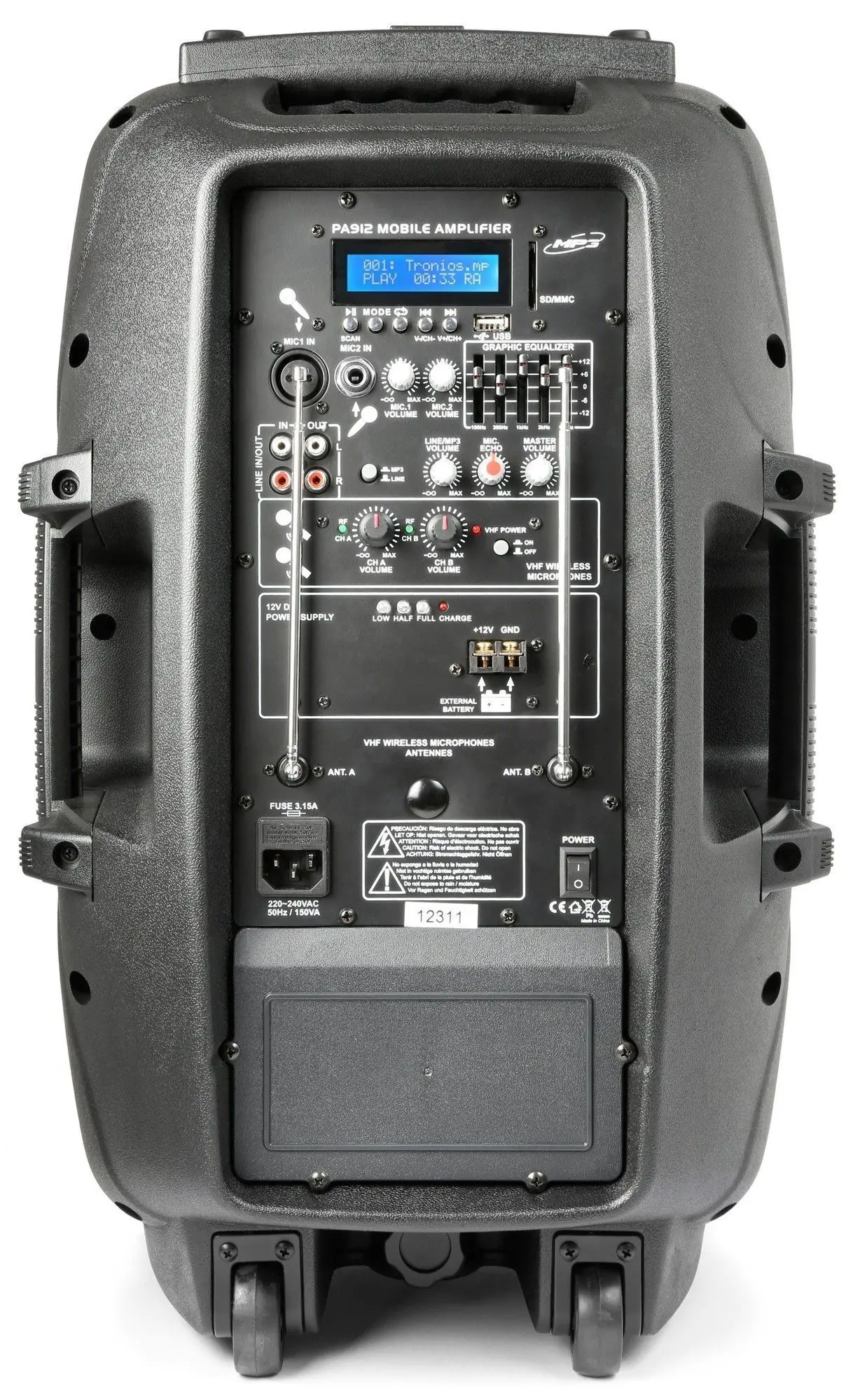 Retourdeal vonyx spj pa912 draagbare accu speaker 12 500 watt met 8