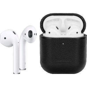 Apple AirPods 2 + BlueBuilt Hoesje Leer Zwart