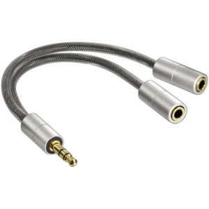 Hama Aluline adapter 3.5mm PL 2×3.5mm Sock Audio tafelstandaard Zilver