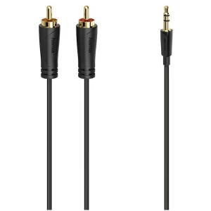 Hama Audiokabel, 3,5-mm-jack-stekker – 2 cinch-stekker, stereo, verguld, 3,0 m Mini jack kabel