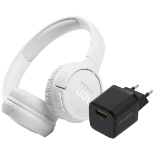 JBL Tune 510BT Wit + BlueBuilt Quick Charge Oplader met Usb A Poort 18W Zwart