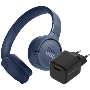 JBL Tune 520BT Blauw + BlueBuilt Quick Charge Oplader met Usb A Poort 18W Zwart