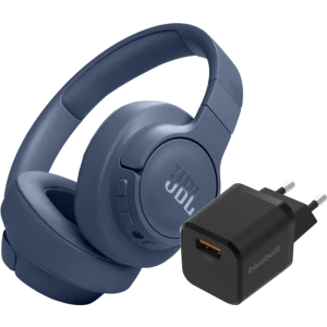 JBL Tune 770NC Blauw + BlueBuilt Quick Charge Oplader met Usb A Poort 18W Zwart