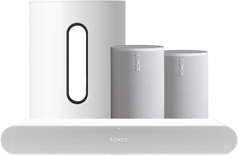 Sonos Ray Wit + 2x Era 100 Wit + Sub Mini Wit